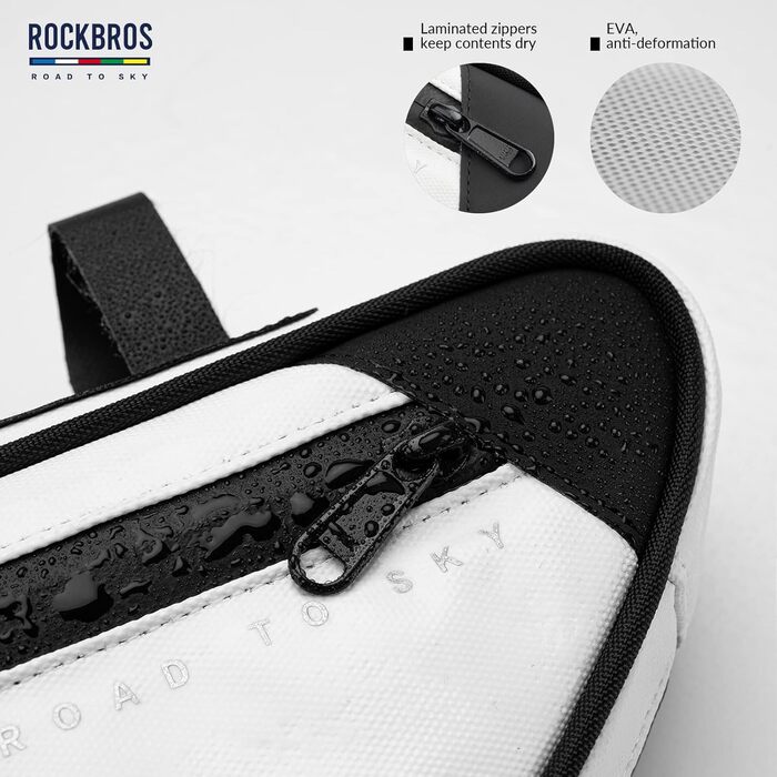 ROCKBROS велосипедна сумка на раму Road-to-Sky, трикутна, водостійка, з відбивачами, 2 л, для MTB, шосейного та гравійного велосипеда, біла