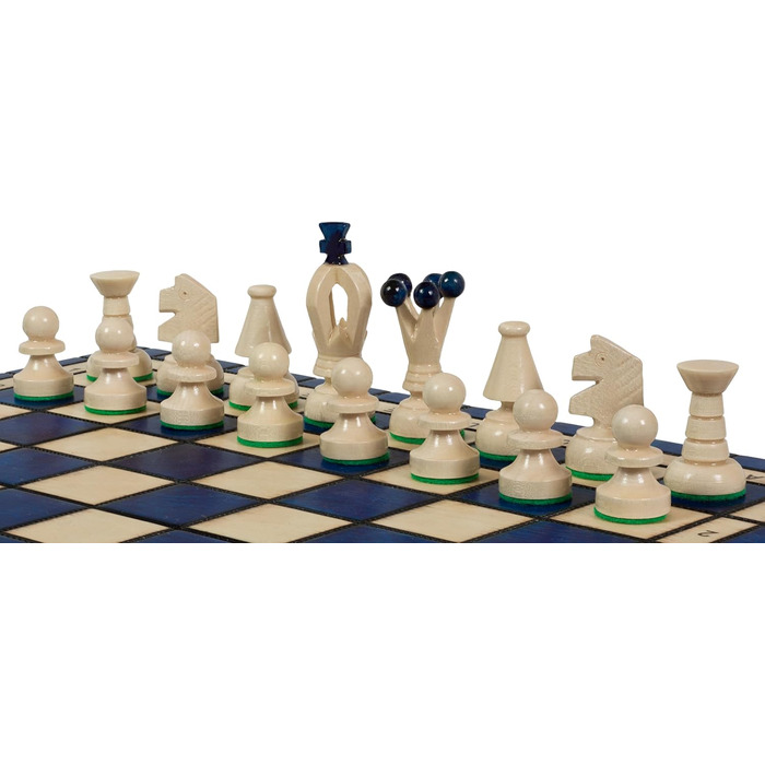 Шаховий набір Sunrise Chess Mittleres Königliches в синьому кольорі (35x35 см) – поєднання традицій та сучасного стилю