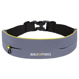 Поясна сумка для бігу та фітнесу Build & Fitness з регульованим поясом, сірим кольором. Для телефону, ключів, карток. Унісекс.