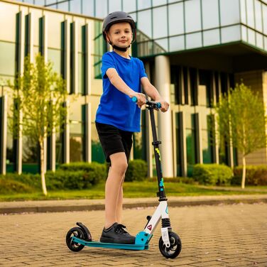 Самокат міський Bergen City Scooter Sonic – алюмінієвий, складаний, колеса PU 145мм, амортизатор, гальмо заднє, регульована висота, для дітей від 5 років, легкий, чорний/білий/синій/зелений