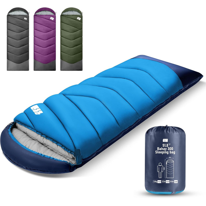Спальний мішок для дорослих на холодну погоду, вологостійкий, легкий, блакитний (1,8 кг)