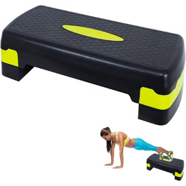 Степпер для фітнесу та аеробіки Steppbrett, регульована висота, 2 сходинки (10/15 см), для дому та офісу, 68 x 28 x 15 см, PP-1