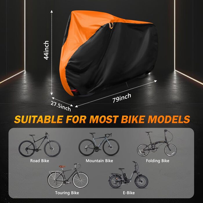 Водонепроникний чохол для велосипеда 200x110x70 см, преміум-якість, захист від сонця та дощу, з кільцями для замка, міцний, з сумкою