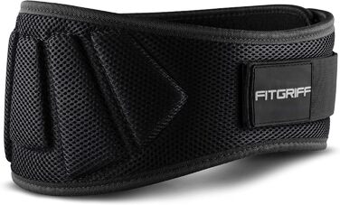 Пояс для важкої атлетики Fitgriff V1, універсальний тренувальний пояс для бодібілдингу, кросфіту та силових вправ, чорний, розмір XXL, обхват талії 108–118 см, для чоловіків і жінок