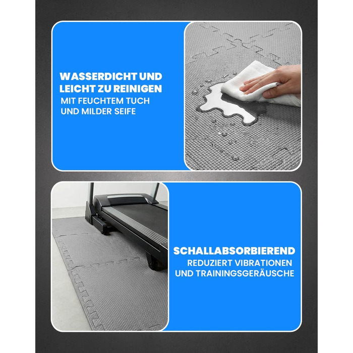 Набір захисних пазл-килимчиків для підлоги unycos (12/20/28 шт), 30x30x1 см, протиковзні мати для тренажерного залу, фітнесу та йоги, водонепроникні, сірі