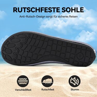 Водні черевики для жінок та чоловіків: шкарпетки для плавання, аквашузи, антиковзкі пляжні черевики, унісекс (46 EU, сірий)