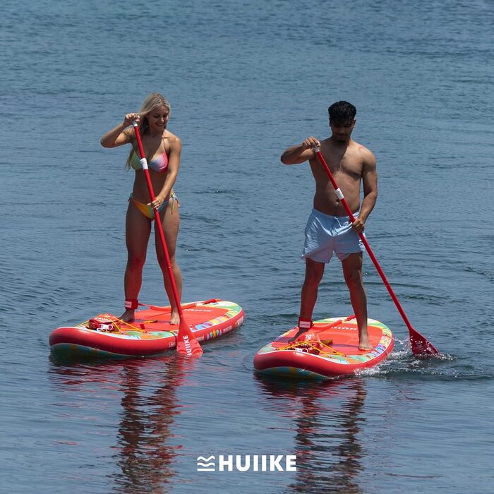 Надувний SUP-борд HUIIKE з аксесуарами: весло, фіни, насос. Стабільний та міцний SUP-борд для стабільного катання. Розмір 305 x 84 x 15 см, вантажопідйомність до 130 кг (Tiki - Full Pack)