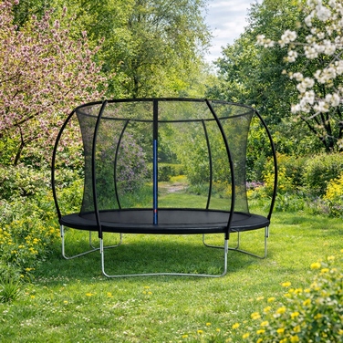 Садовий батут ATLAS SPORT 244 см (8 футів) із захисною сіткою 180 см та драбиною, круглий