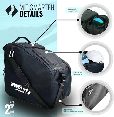 Сумка для лиж Driver13 з відділенням для шолома та захистом для окулярів. Оригінальна з 2007 року, понад 40 000 клієнтів