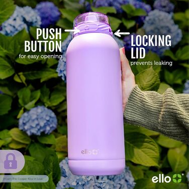 Термос Ello Cooper з нержавіючої сталі з трубочкою та ручкою, подвійні стінки, вакуумна ізоляція, герметична кришка з силіконовим носиком, багаторазова, BPA-free, для лимонаду