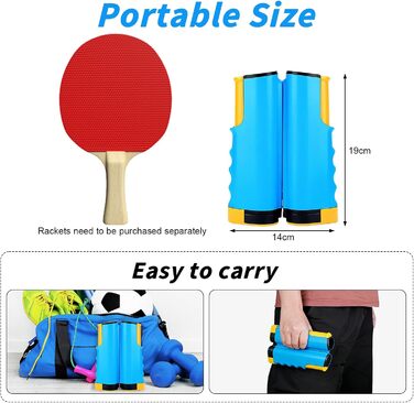 Мережа для настільного тенісу Flintronic, висувна, портативна, 170 см (синьо-жовта)