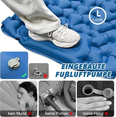 Килимок для кемпінгу Cieex Isomatte двомісний, самонадувний, легкий, водонепроникний з насосом та подушками