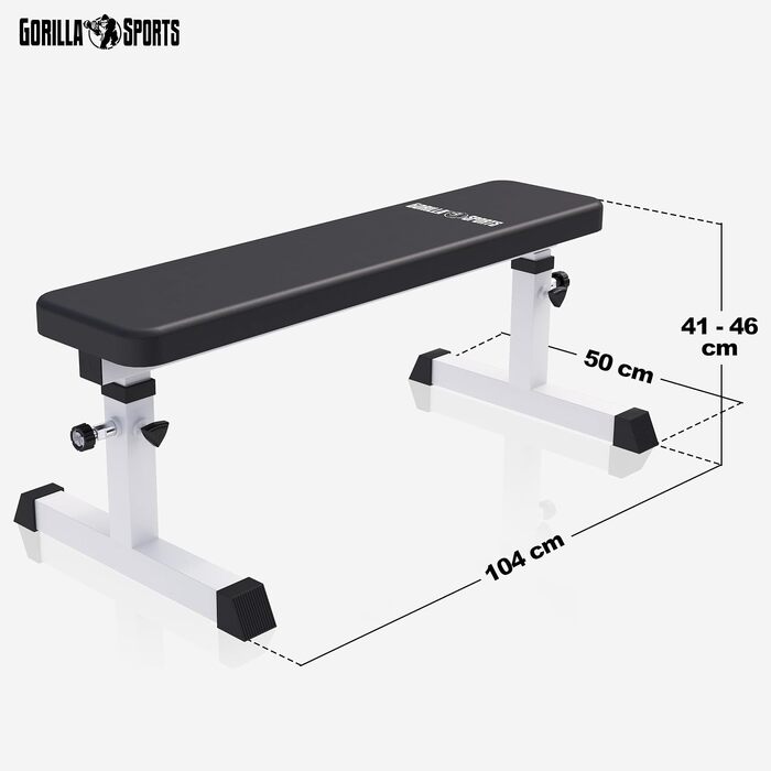 Регульована лава для жиму Gorilla Sports, 4 рівні висоти, до 200 кг, сталева рама, біла