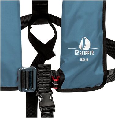 Рятувальний жилет автоматичний 165N з облямівкою, сталево-блакитний