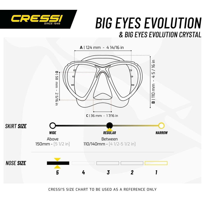 Маска для дайвінгу та снорклінгу Cressi Big Eyes Evolution для чоловіків