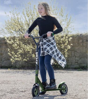 Двоколісний трюковий самокат ATOM Dirt Rider Roller для бездоріжжя, максимальне навантаження 100 кг, для дорослих і підлітків від 6 років