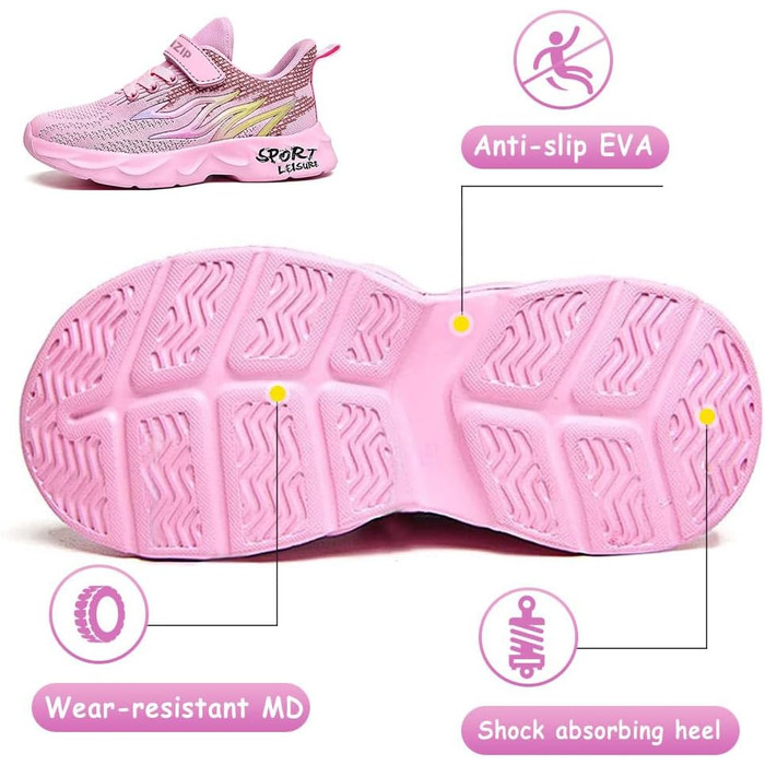 Дитячі кросівки Kinder: спортивні, легкі, дихаючі, для бігу та занять спортом (28 EU, Cx6888 Рожевий)