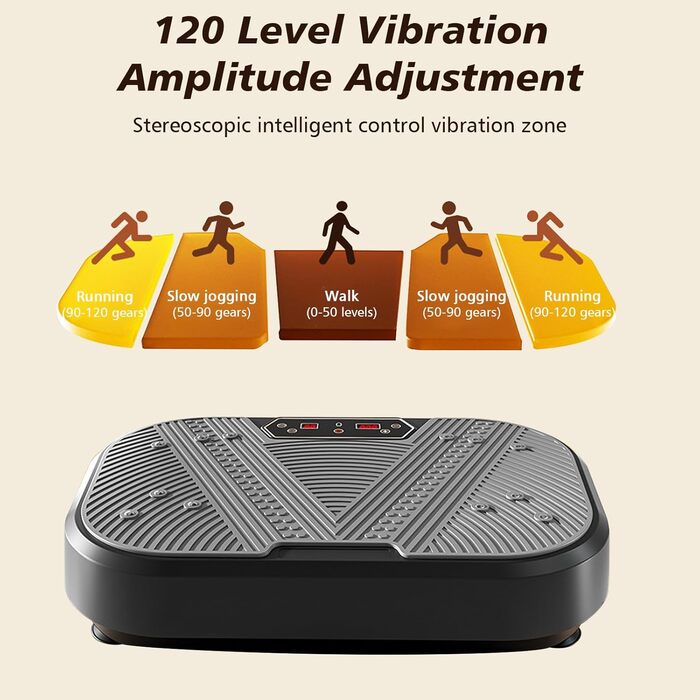 Вібраційна платформа для фітнесу, тренування всього тіла, 120 рівнів амплітуди, 10 режимів, обладнання для тренувань, нарощування м'язів, спалювання жиру, схуднення