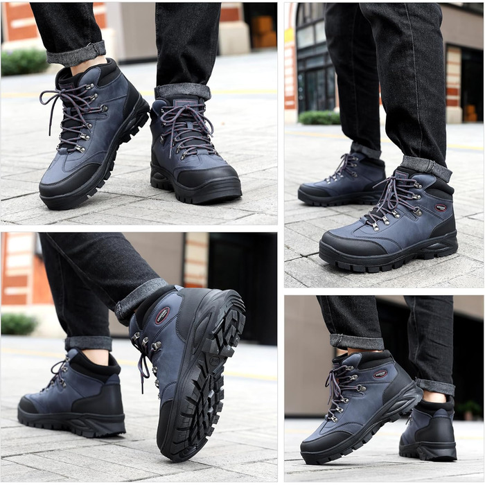 Чоловічі зимові черевики AX BOXING: утеплені, трекінгові, для хайкінгу, водонепроникні, антиковзаючі, 41-46 EU (Темно-синій, 45 EU)