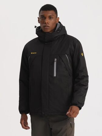 Чоловіча зимова куртка GEMYSE без блискавки, чорного кольору