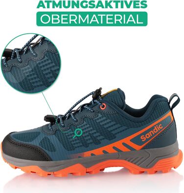 Трекінгові черевики для жінок та чоловіків Fusskleidung® | Дихаючі, для трейлраннінгу та хайкінгу (36 EU, Синій/Помаранчевий)