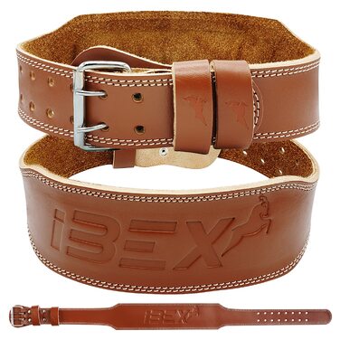 Пояс для важкої атлетики IBEX, шкіряний, 10.2 см, з підкладкою, підтримка поперекових хребців, замшеве оздоблення, сталева пряжка, для функціональних тренувань, бодібілдингу, пауерліфтингу, жиму лежачи, фітнес-залу, тренажеру