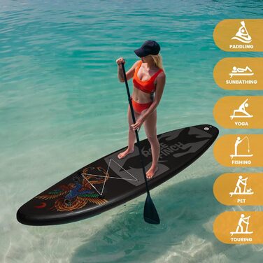 Надувна SUP-дошка FEATH-R-LITE Чорний Дракон, комплект для дорослих і підлітків: весло, насос, рюкзак, страховка, універсальна дошка для різних рівнів підготовки