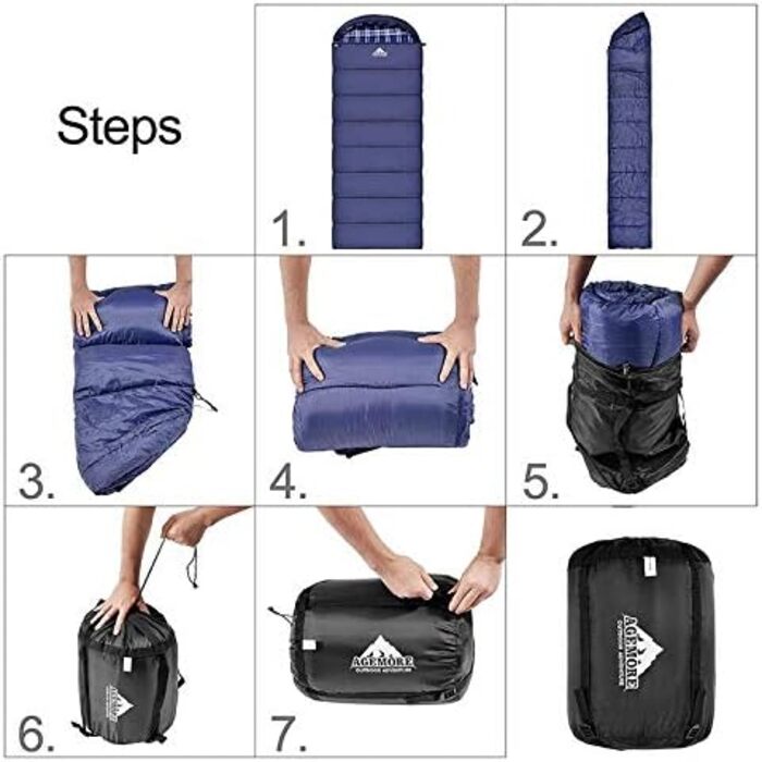 Спальний мішок для дорослих Baumwoll-Flanell, 100% бавовна, для кемпінгу, походів, 3-4 сезони, блакитний