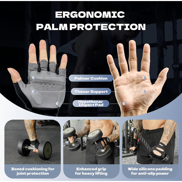 Фитнес рукавички COFIT для чоловіків та жінок, антиковзні рукавички для тренувань з підтримкою зап'ястя, рукавички для важкої атлетики, фітнесу, бодібілдингу, рожевий/чорний/сірий, S