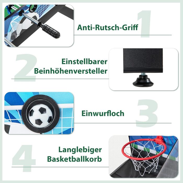 Ігровий стіл DREAMADE 14-в-1: футбол, хокей, більярд, теніс, шахи, боулінг, шафлборд, баскетбол, Tic Tac Toe для дітей та дорослих