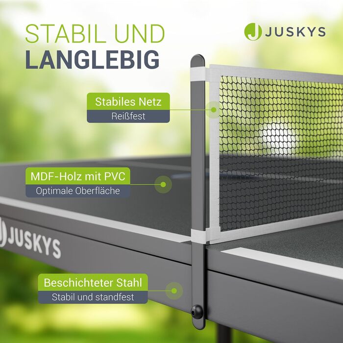 Juskys Міні-стіл для пінг-понгу Flexi з аксесуарами - компактний, складний стіл для гри вдома та в дорозі - набір для настільного тенісу, чорний