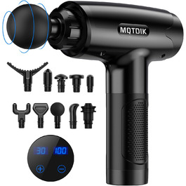 Масажер для м'язів Deep Tissue для спортсменів, ударний масаж для шиї та спини з 10 насадками, 30 швидкостей, електричний масажер, чорний