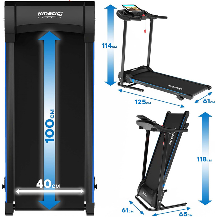 Бігова доріжка KINETIC SPORTS KST2900FX, 750 Вт, тиха, 40 см, 16+1 програм, ручний нахил, LCD, до 120 кг