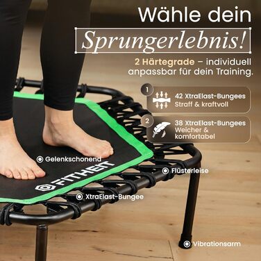 Батут фітнес для дорослих Ø120 см до 150 кг з ручкою та гумовими стрічками | Minitrampolin Rebounder