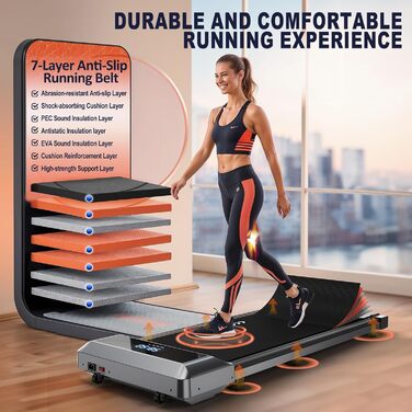 Бігова доріжка VOWVIT для дому 2-в-1, Walking Pad з LED-дисплеєм, дистанційним керуванням, 2.25HP, швидкість 1-6 км/год, гарантія 2 роки
