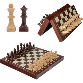 Магнітний шаховий набір для подорожей | Дерев'яний шаховий набір | Master of Chess | Шахи для дітей | Classic Travel Chess Game (20x20 см)