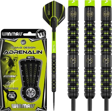 Дротики WINMAU Michael Van Gerwen MvG Adrenalin 24 г, професійні, вольфрамові, для дартсу, стілтіп, з оперенням та хвостовиками
