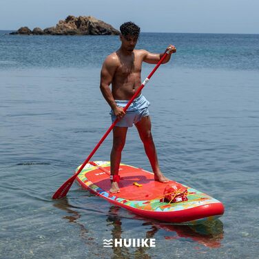 Надувний SUP-борд HUIIKE з аксесуарами: весло, фіни, насос. Стабільний та міцний SUP-борд для стабільного катання. Розмір 305 x 84 x 15 см, вантажопідйомність до 130 кг (Tiki - Full Pack)