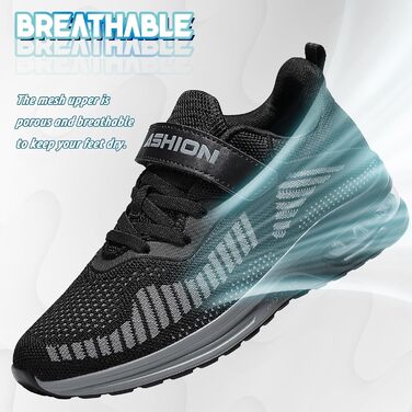 Дитячі кросівки ASHION для хлопчиків та дівчаток: м'які, гнучкі, стабільні, для фітнесу та занять у залі, розмір 35 EU, чорно-сірий