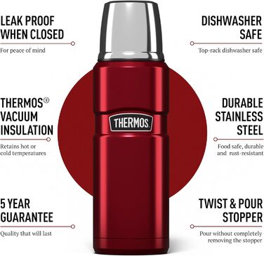 Термос Thermos King 0,47 л, нержавіюча сталь, червоний