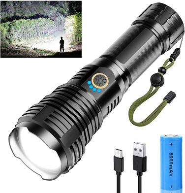 Ліхтарик LED Glarylight 600000 Люмен, XHP70.2, USB, IPX7, Zoom, для активного відпочинку та надзвичайних ситуацій