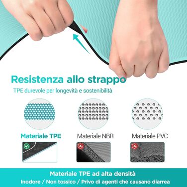 Килимок для йоги спортивний – 70 надрукованих поз, неслизький матеріал TPE, для гімнастики, пілатесу, дому та подорожей, фітнес килимок для жінок та чоловіків, 181x63x0,6 см (зелений та чорний)
