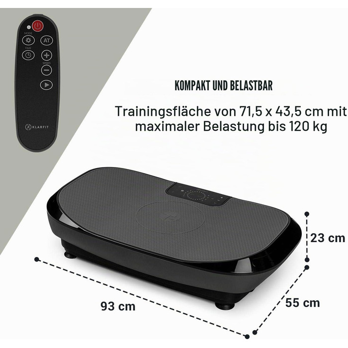 Віброплатформа Klarfit Vibe 4DX Pro професійний тренажер для всього тіла, 300 Вт, 4D-режим TripleMotor, робоча поверхня 71,5x43,5 см, сірий/чорний