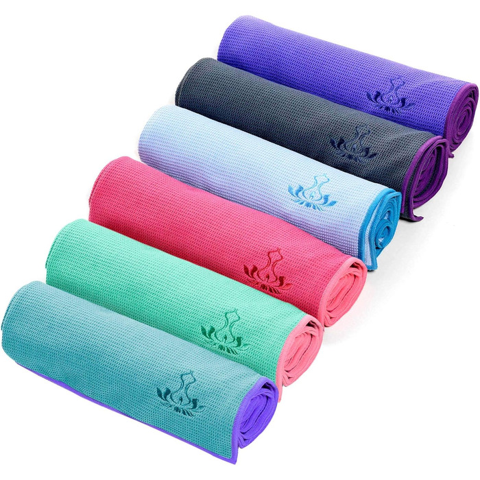 Килимок для йоги Heathyoga з антиковзким покриттям та рушником, не слизький (для мокрого використання), з високою адгезією (силіконове покриття), ідеальний для гарячої йоги, Аштанга