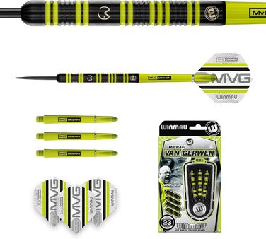 Дротики WINMAU MvG 85% Pro-Series 23 г, професійний набір з оперенням і хвостовиками