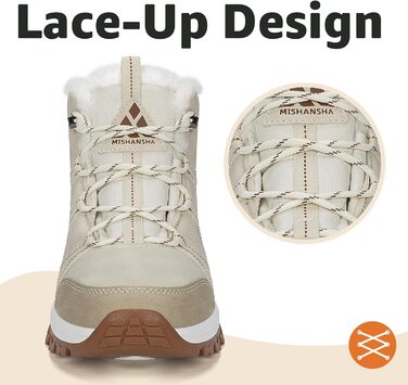 Зимові черевики Mishansha для жінок, утеплені, водонепроникні, для піших прогулянок, розмір 36-42, бежевий, білий, 41 EU