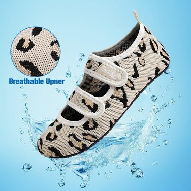 Водні шльопанці/черевики WateLves для плавання та відпочинку на пляжі (унісекс, леопардовий принт, колір: світло-коричневий, розмір 38/39 EU)