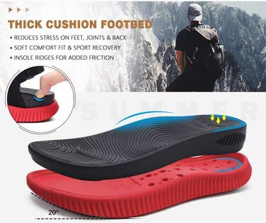 Чоловічі сандалі KuaiLu для трекінгу та відпочинку: ортопедичні, зручні, літні, пляжні, чорно-червоні, розмір 45 EU