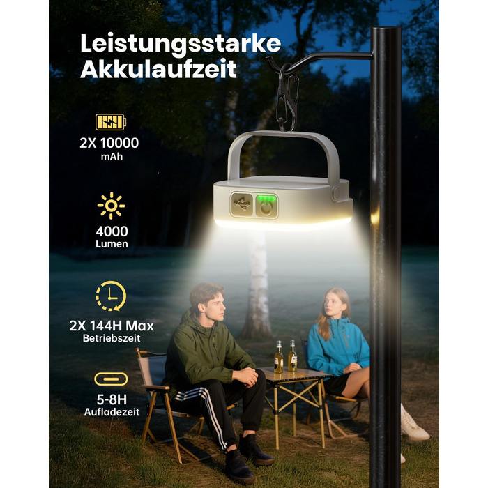 Ліхтар намету Eventek 2 шт. 4000LM, 10000mAh, LED, водонепроникний, 4 режими, для кемпінгу, походу, надзвичайних ситуацій