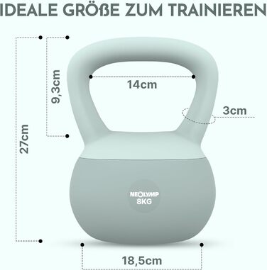 NEOLYMP Soft Kettlebell: м'яка гантеля для фітнесу з регулюванням ваги 2-12 кг, Sky-blue (8 кг)